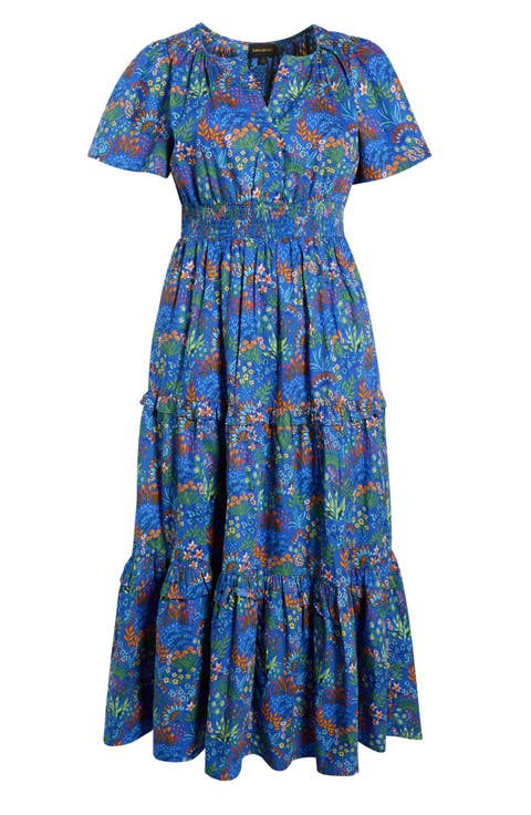 Ruy Floral Palmer Tiered Cotton Maxi Dress (Plus)