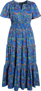 SUGARLIPS Ruy Floral Palmer Tiered Cotton Maxi Dress