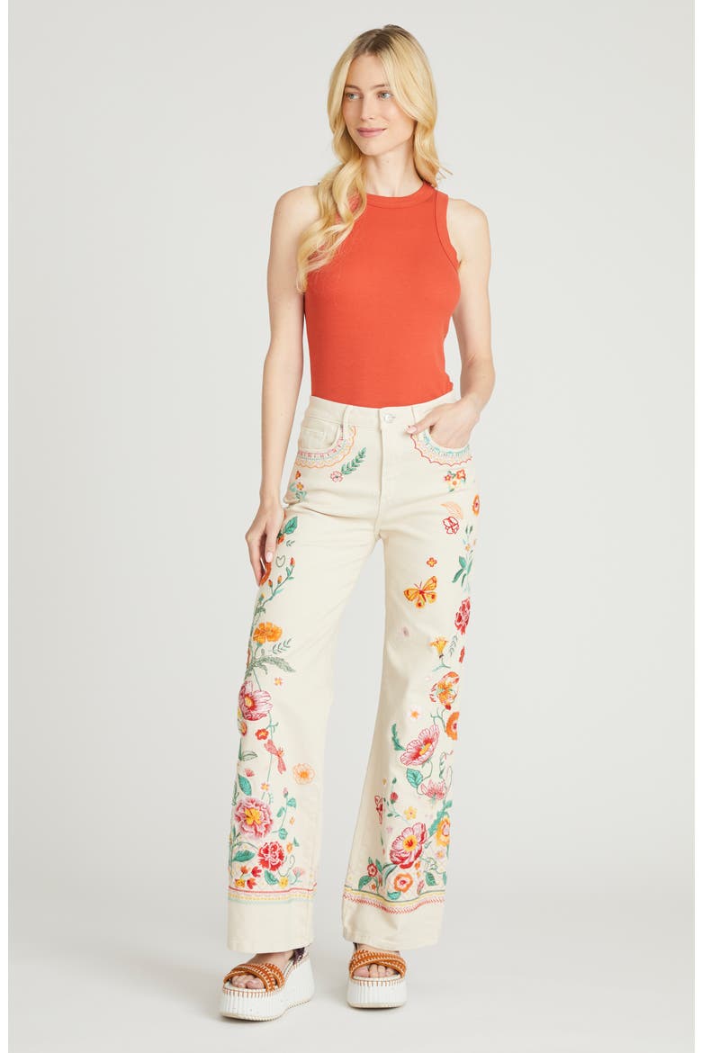 Charlee Wide Leg Jeans, Alternate, color, CREAM