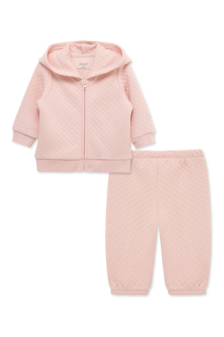 Quilted Full Zip Hoody & Sweatpants Set, Main, color, MEDIUM PINK