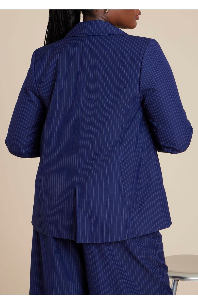 ELOQUII Pinstripe Blazer, Alternate, color, Navy Pinstripe