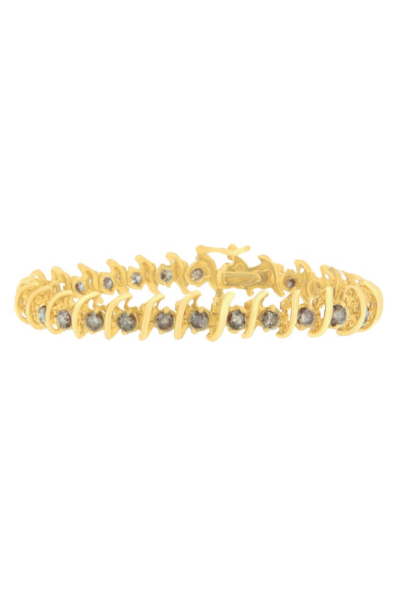 14K Yellow Gold Round-Cut Diamond 'S' Bracelet, Main, color, Yellow
