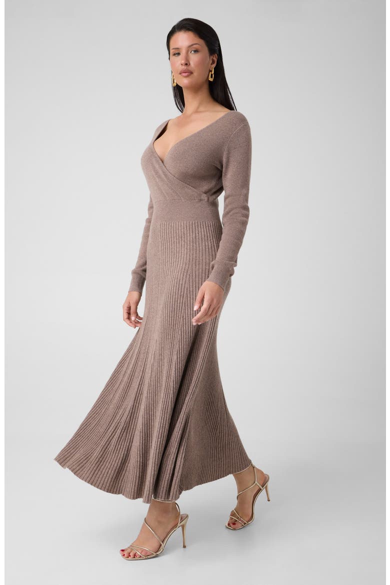 Helsinki Long Sleeve Midi Sweater Dress, Alternate, color, LIGHT BROWN
