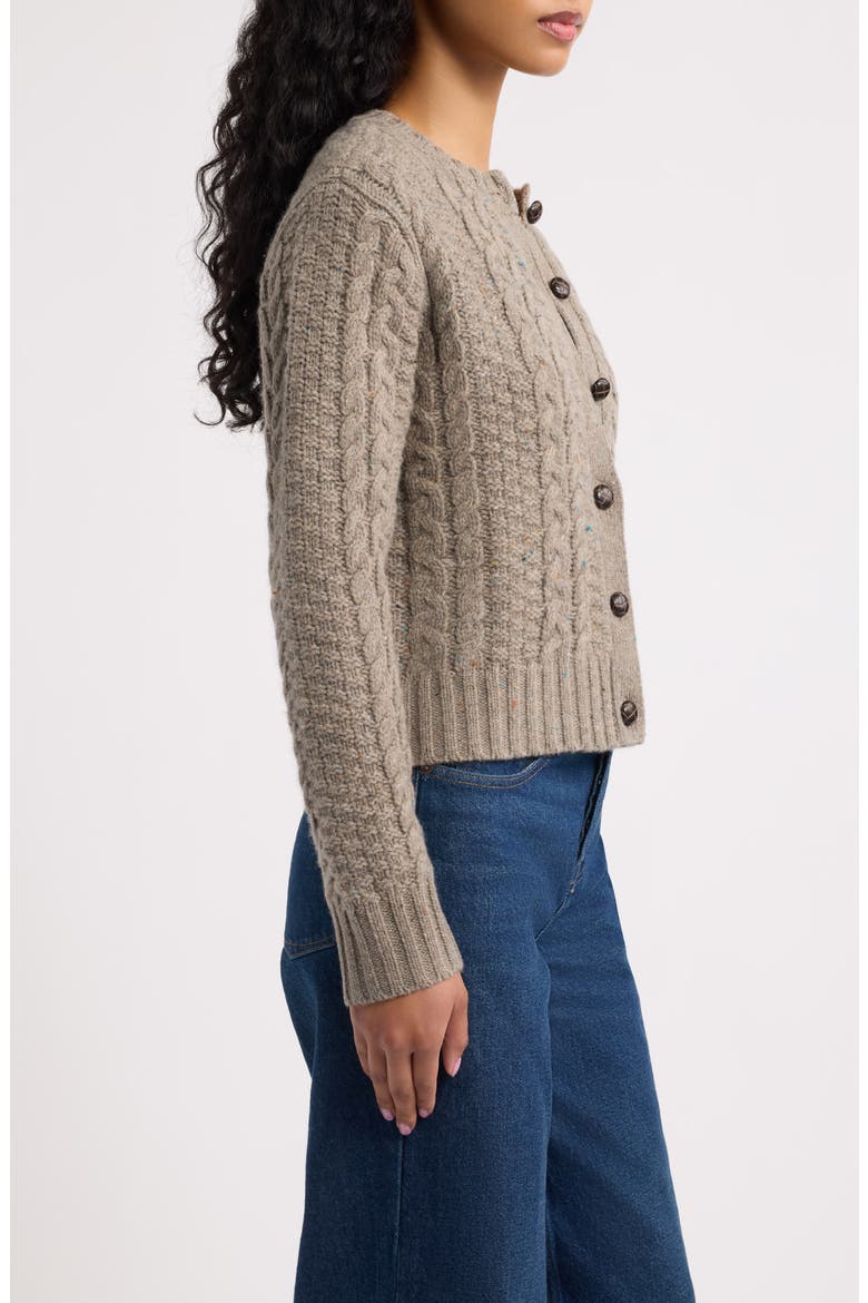 Donegal Wool Cable Knit Cardigan, Alternate, color, BEIGE