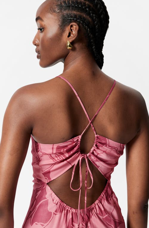 & Other Stories Print Maxi Satin Slipdress In Pink