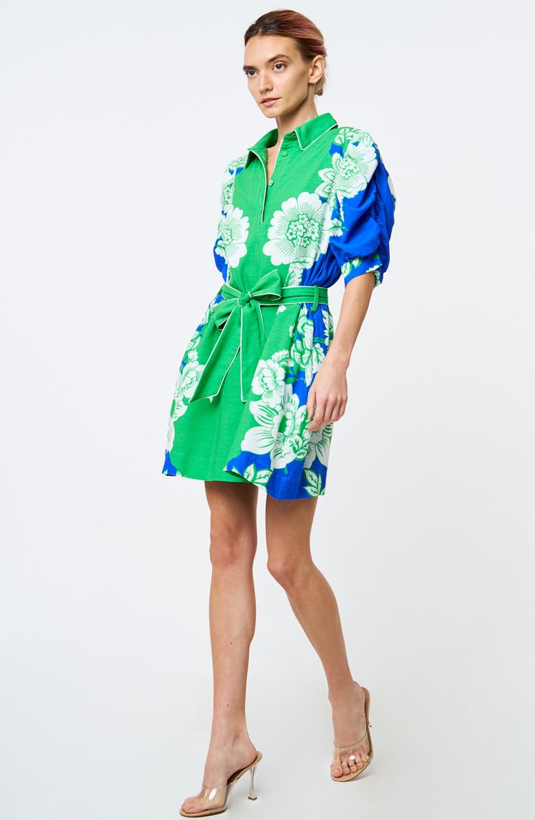 CIEBON Annsley Print Tie Waist Minidress, Alternate, color, Green Multi