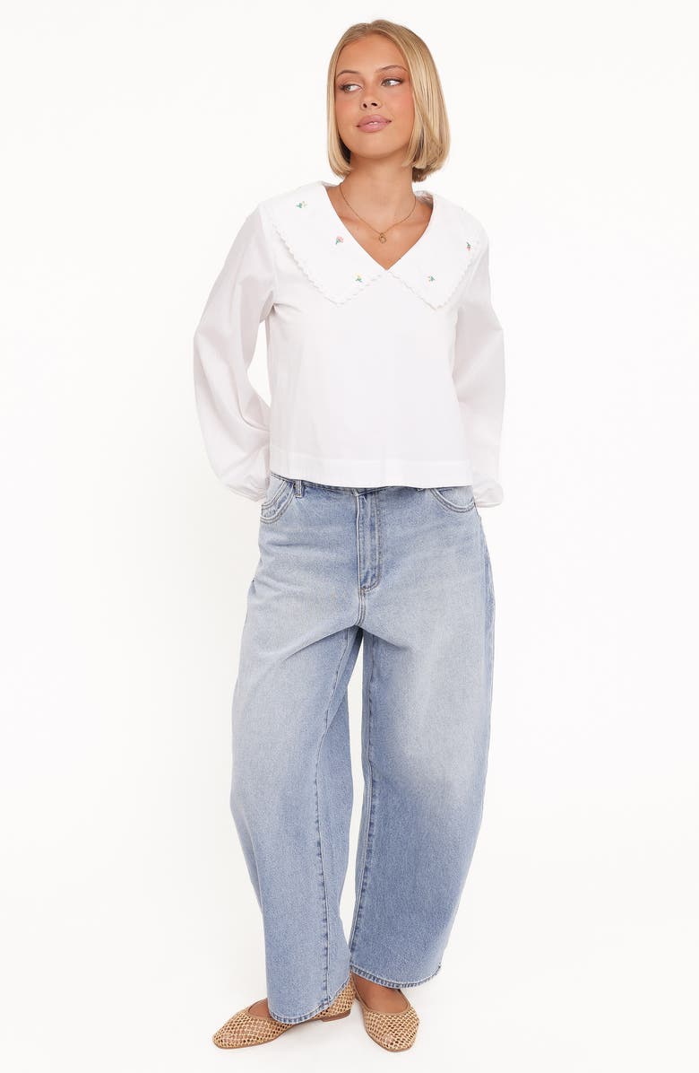 Petal & Pup Kenna Embroidered Collared Cotton Poplin Top, Alternate, color, White Floral