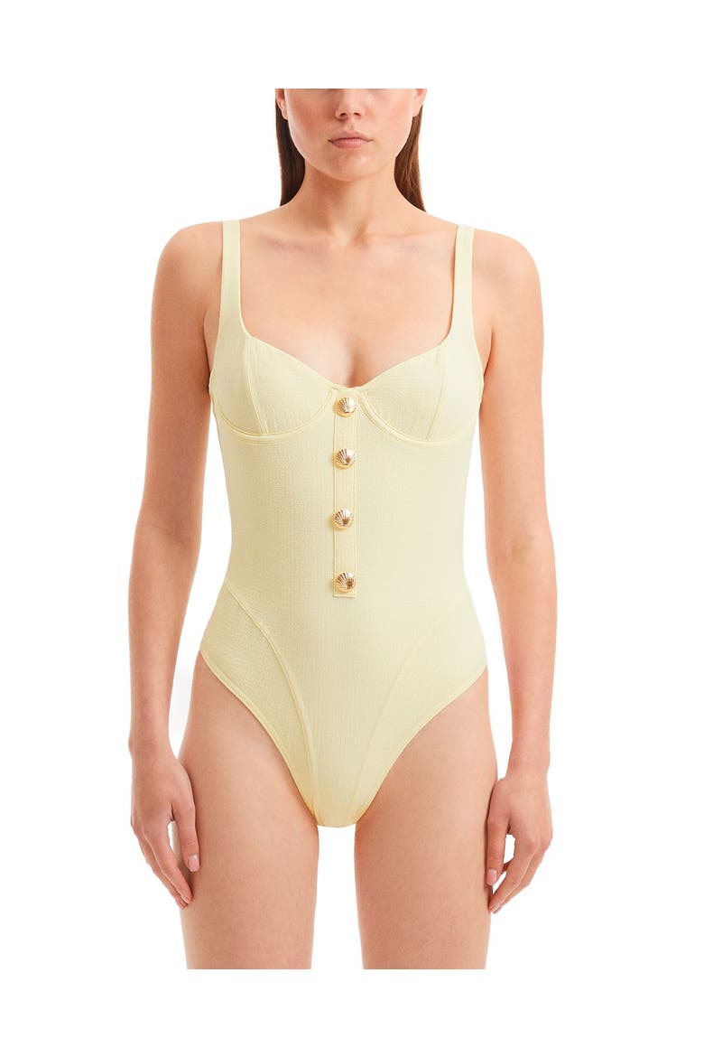 Reva Scoop Neck Textured Swimsuit, Main, color, Yellow