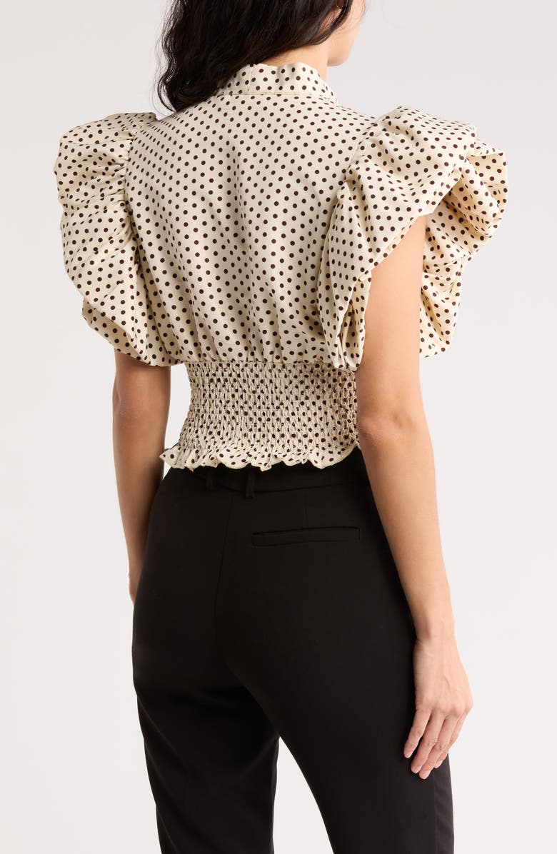Dorothy Tie Front Ruffle Sleeve Crop Top