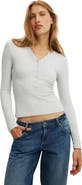 Cotton On Women's Blake Rib Henley Long Sleeve
