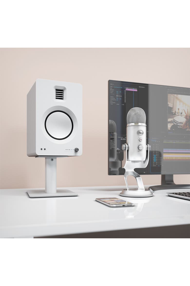 SP6HD 6" Universal Desktop Speaker Stands with Rotating Top Plates and Cable Management - Pair, Alternate, color, White