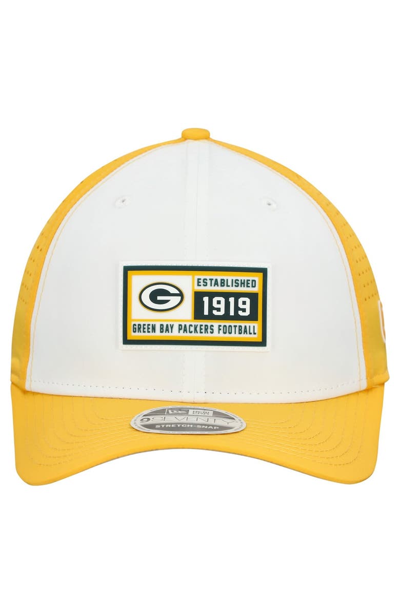 New Era Men's New Era White/Gold Green Bay Packers Established Patch 9SEVENTY Adjustable Hat, Alternate, color, White