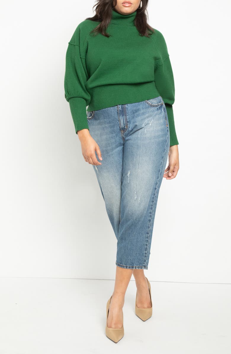 ELOQUII Juliet Sleeve Turtleneck Sweater, Alternate, color, 