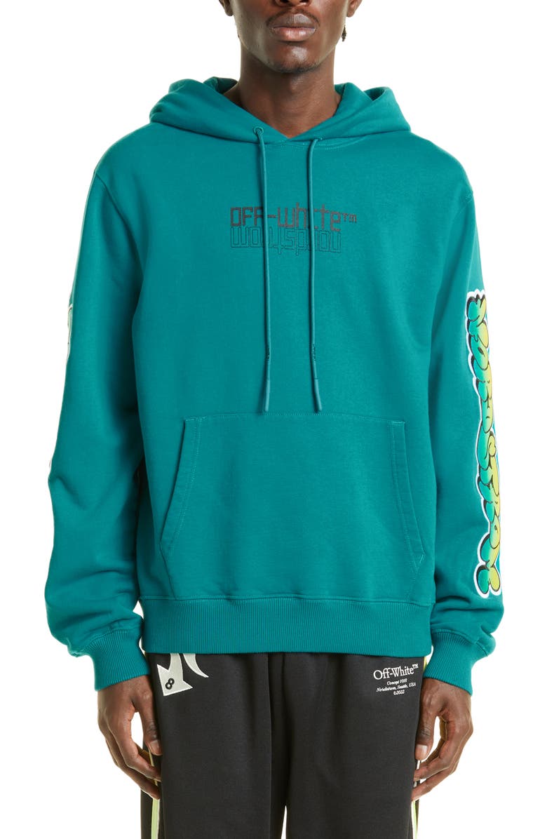 Off-White Gender Inclusive Graffiti Logo Cotton Hoodie, Main, color,