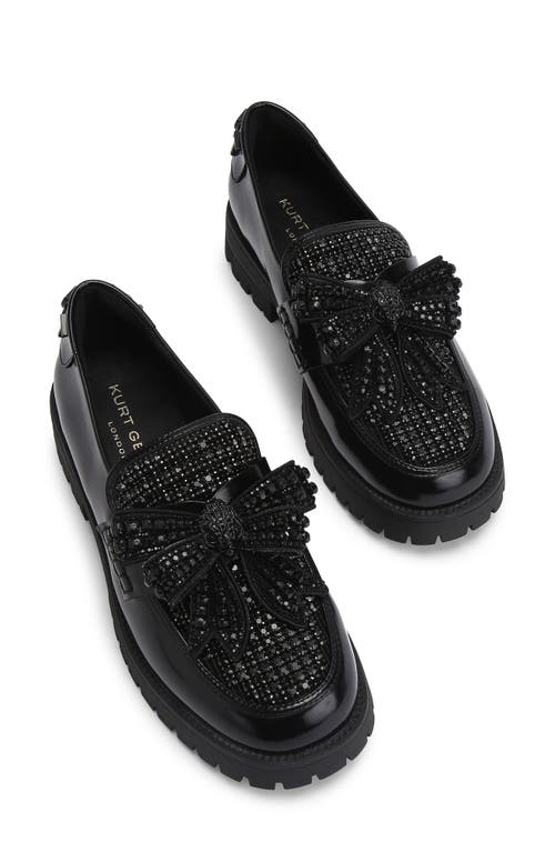 Kurt Geiger London Crystal Bow Platform Loafer In Black