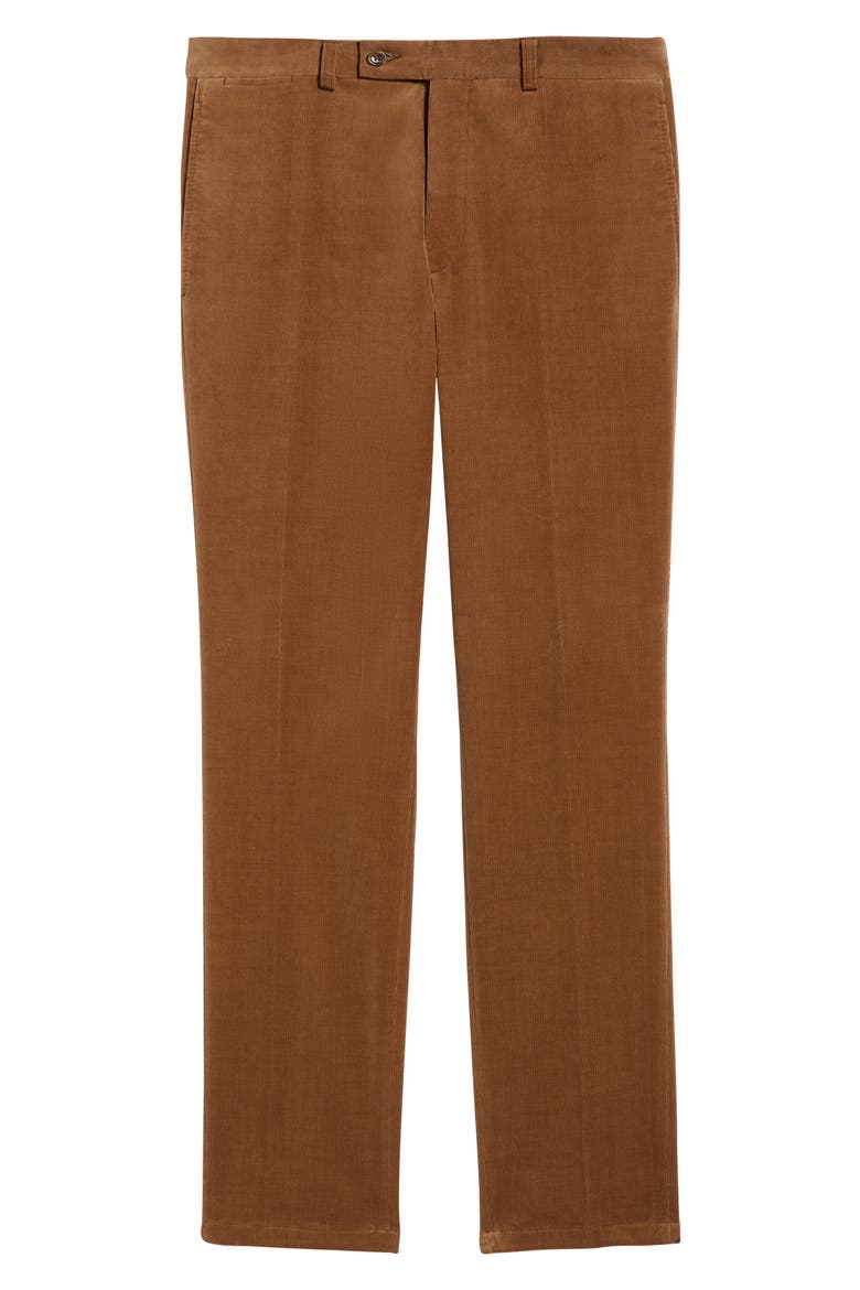 Palmer Brown Flat Front Cotton Stretch Corduroy Pants, Alternate, color, CAMEL