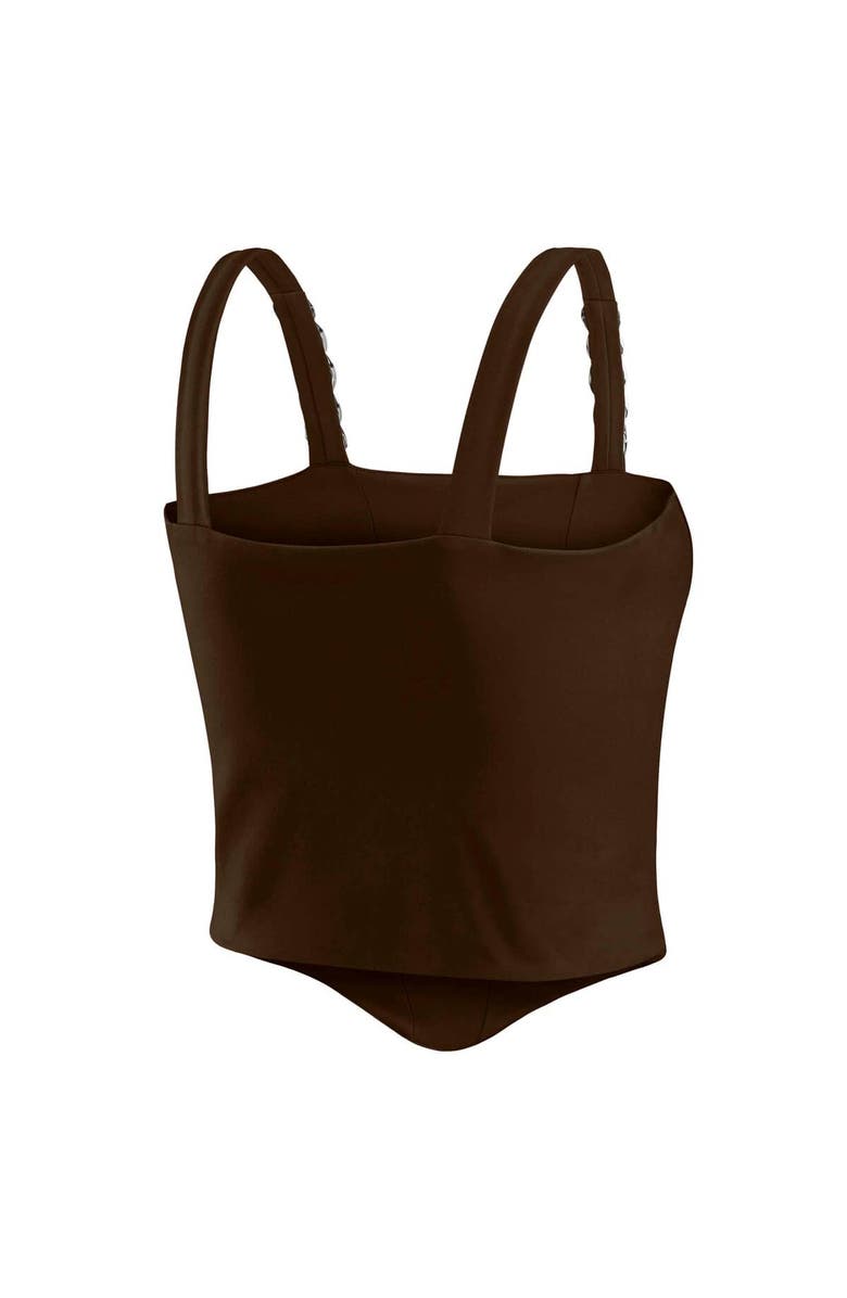 WEAR by Erin Andrews Women's WEAR by Erin Andrews x Gracie Hunt Brown Cleveland Browns Chain Link Corset Top, Alternate, color, 