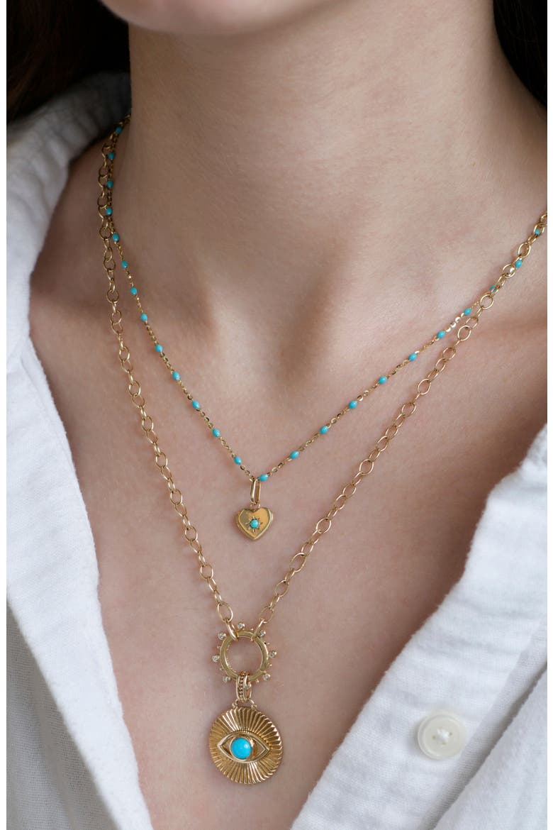Bohème Beaded Enamel Station Necklace, Alternate, color, TURQUOISE