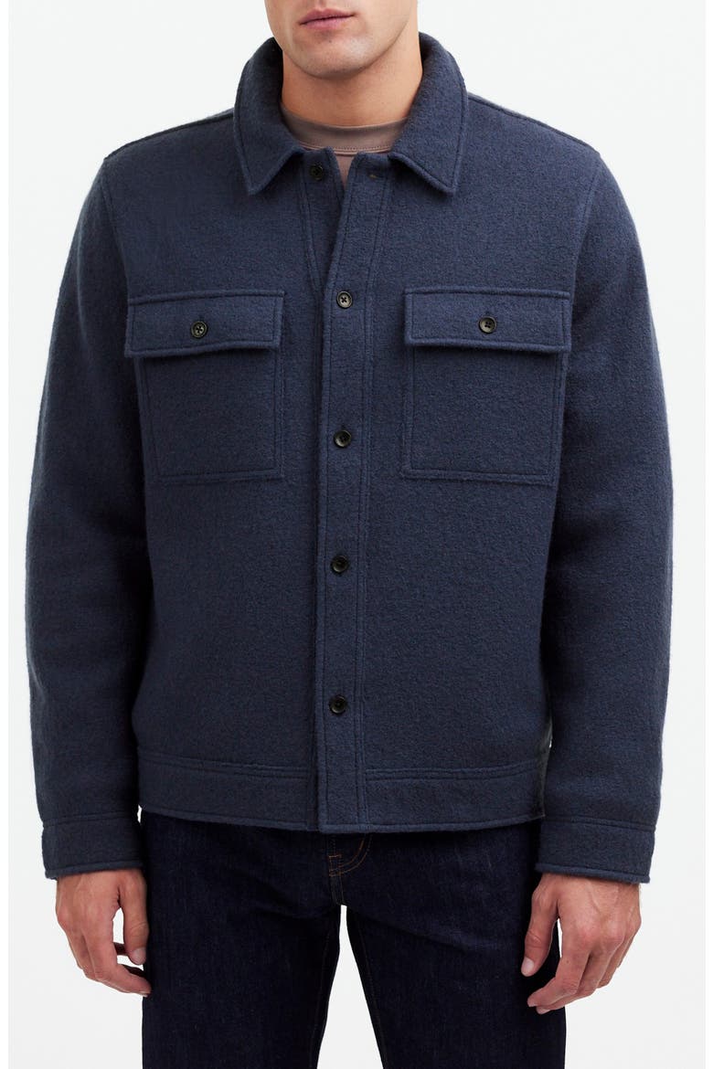 Boiled Wool Shirt Jacket, Main, color, DARK BALTIC