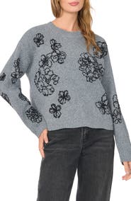 Vince Camuto Embroidered Crewneck Sweater