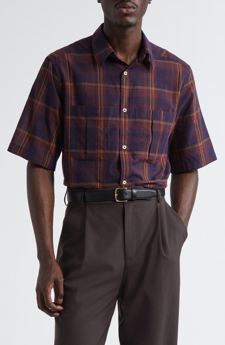 De Bonne Facture Plaid Cotton Painter's Shirt, Main, color, 