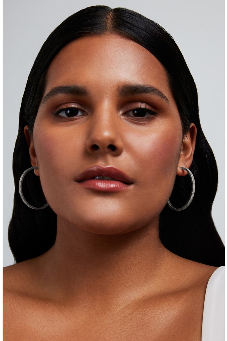 Petite Pavé Midi Hoop Earrings, Alternate, color, WHITE CZ