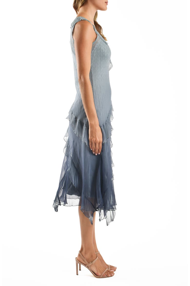Charmeuse & Chiffon Cocktail Dress, Alternate, color, OCEAN BLUE OMBRE