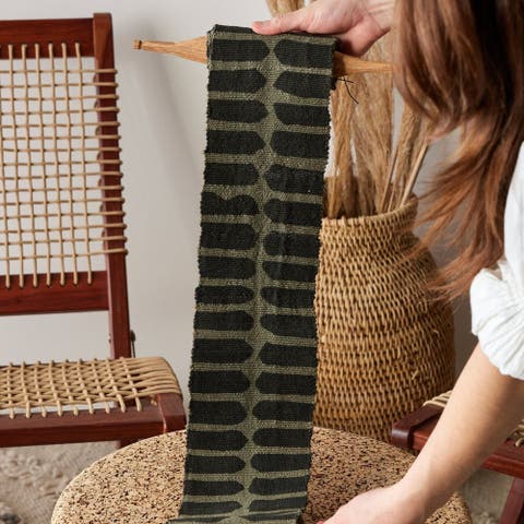 Flexibility Bogolan Wall Art in Black with Grey Lines - Medium