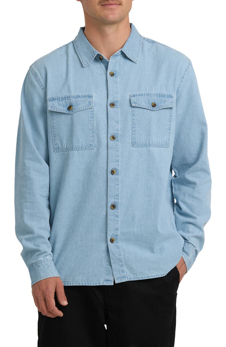 Billabong Bong Days Cotton Corduroy Button-Up Shirt, Main, color, Cool Blue