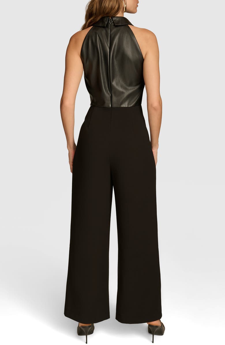 Donna Karan New York Sleeveless Faux Leather Wide Leg Jumpsuit, Alternate, color, 