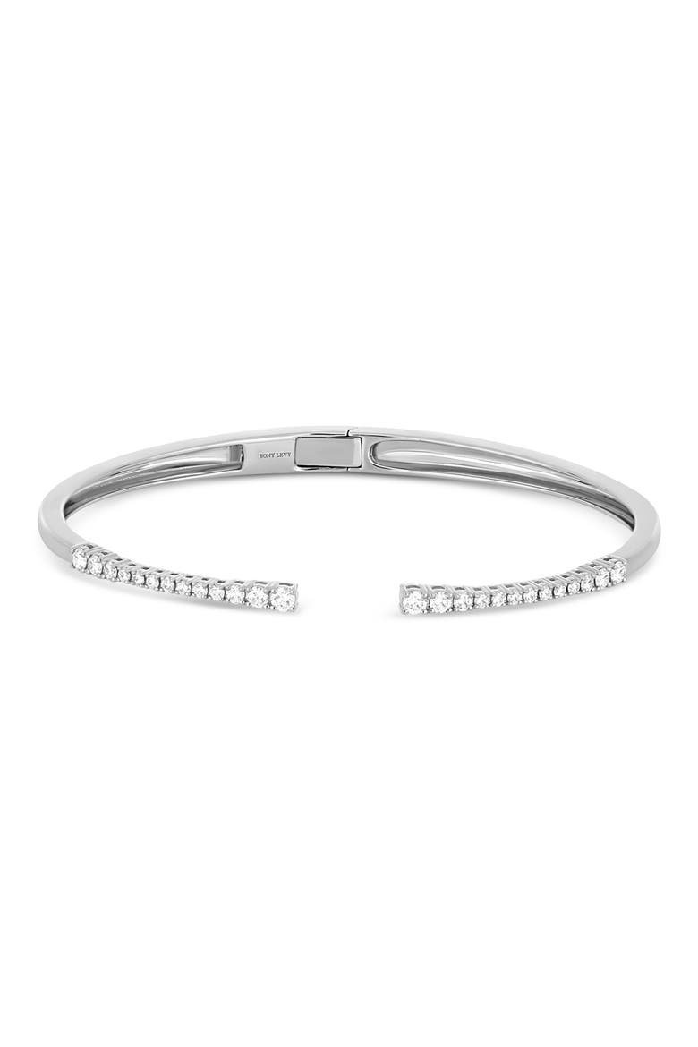 18K Gold Audrey Diamond Open Bangle Bracelet (Online Trunk Show), Alternate, color, 18K WHITE GOLD/ DIAMOND
