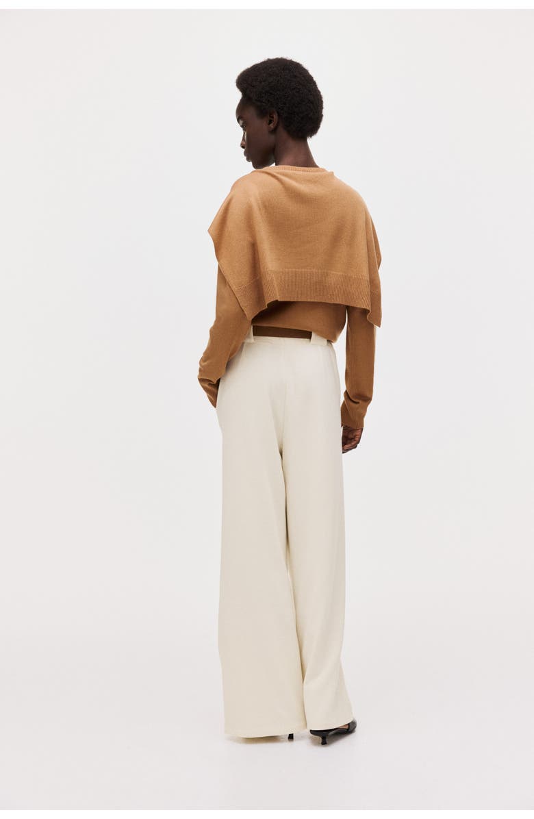 H&M Belted ponte pants, Alternate, color, Cream