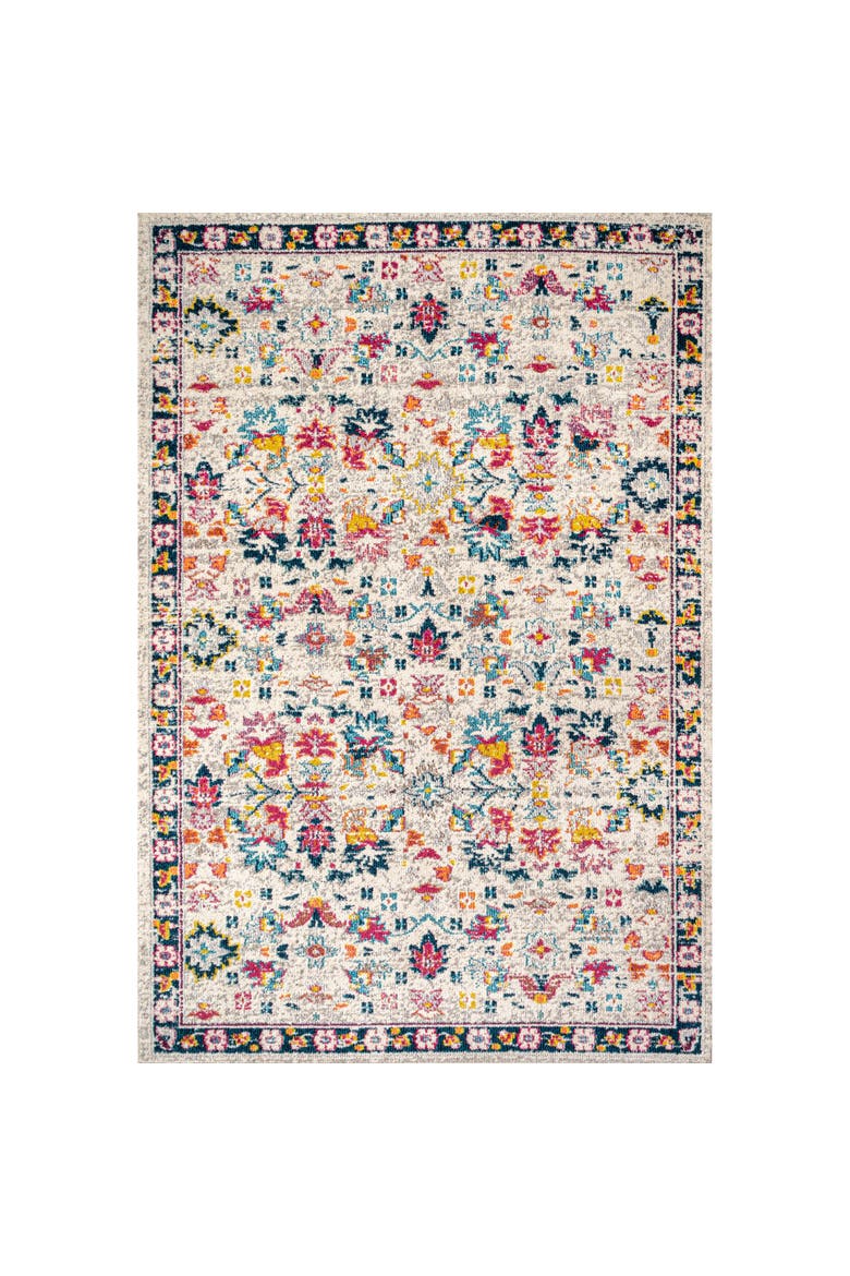 Modern Persian Boho Floral Area Rug, Main, color, Beige/Multi