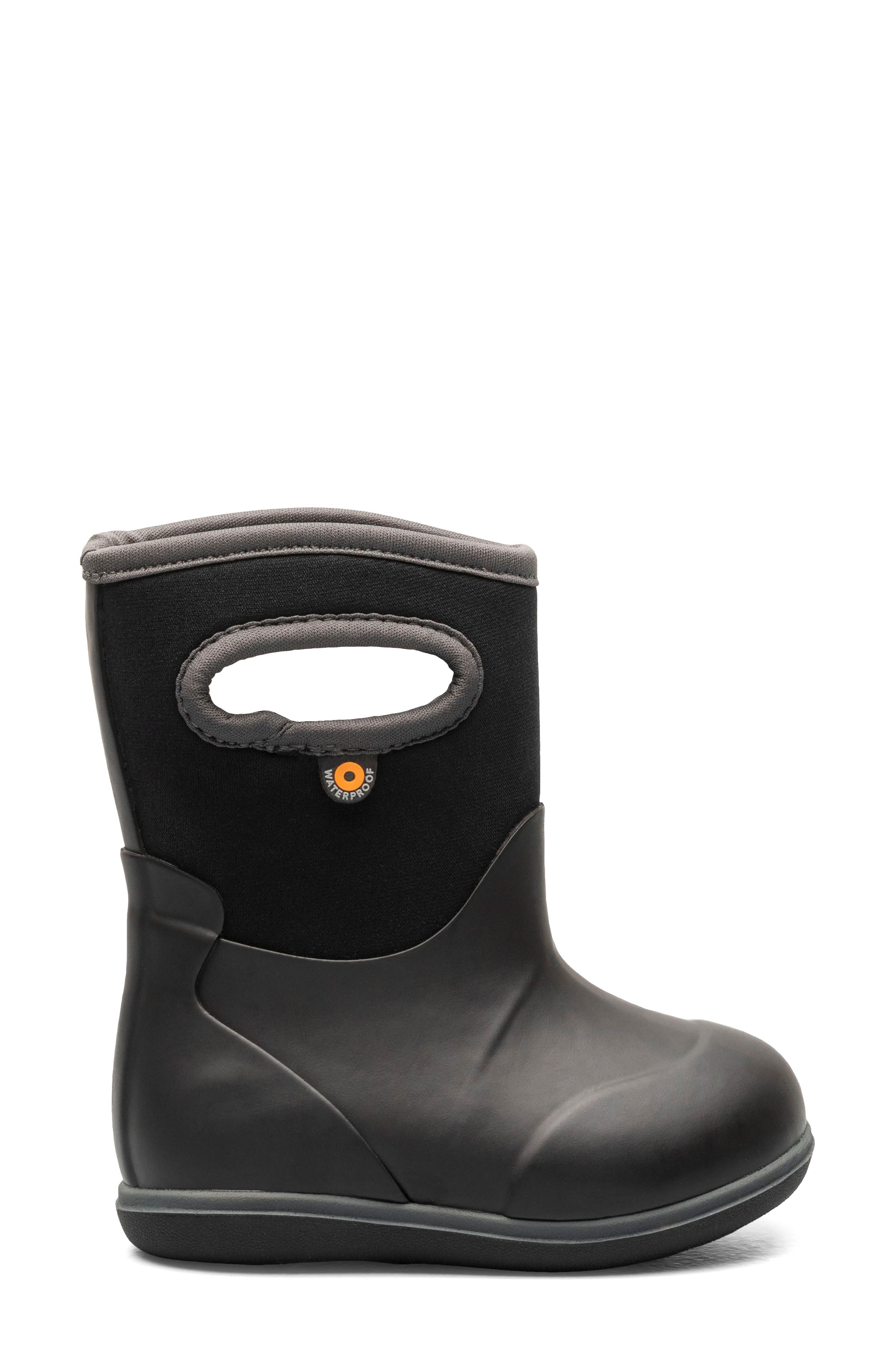 Bogs Kids' Classic Solid Waterproof Rain Boot, Alternate, color, Black