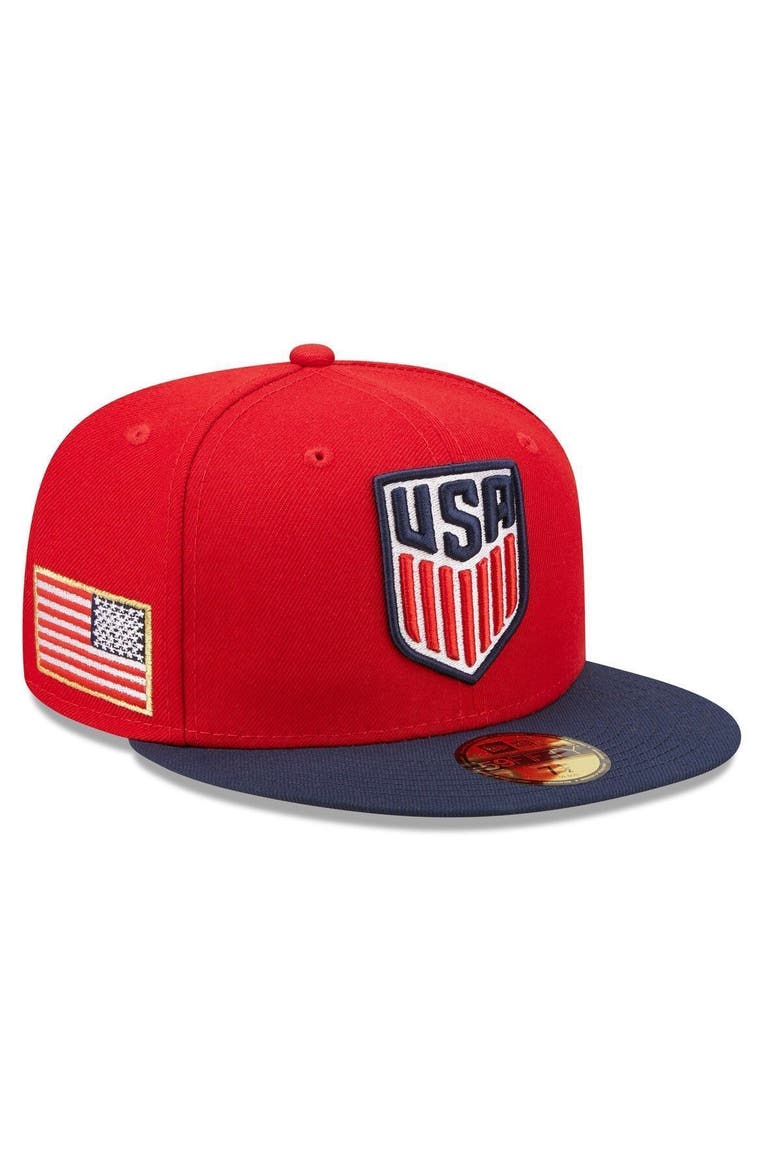 Men's New Era Red/Navy USMNT Oceanside 59FIFTY Fitted Hat, Alternate, color, Red