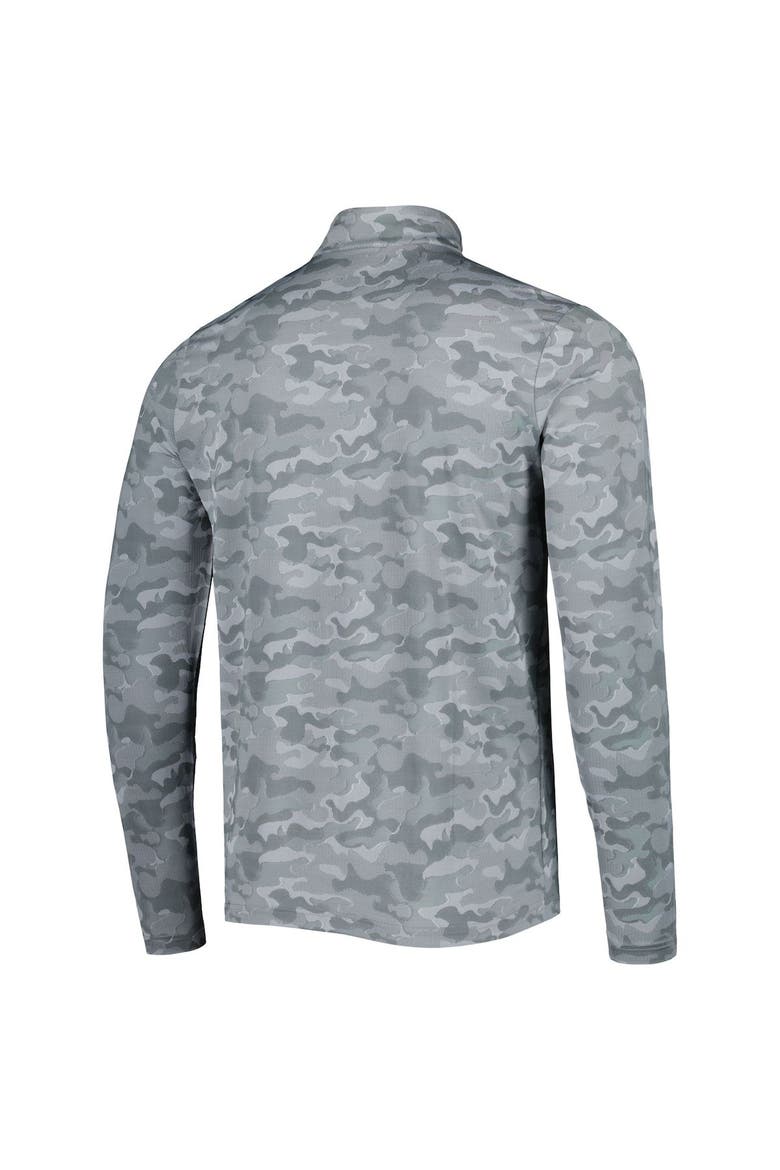 Men's Antigua Gray Cleveland Browns Brigade Throwback Quarter-Zip Top, Alternate, color, Gray