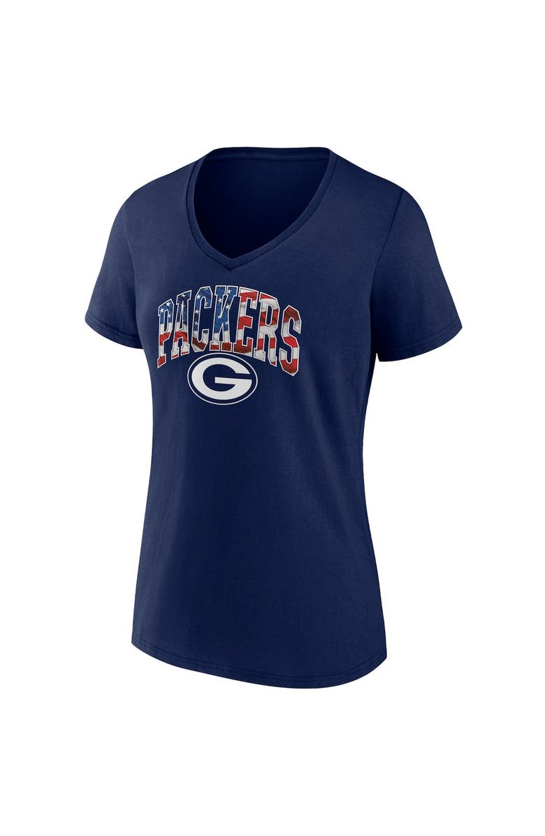 FANATICS Women's Fanatics Branded Navy Green Bay Packers Team Banner Wave V-Neck T-Shirt, Alternate, color,