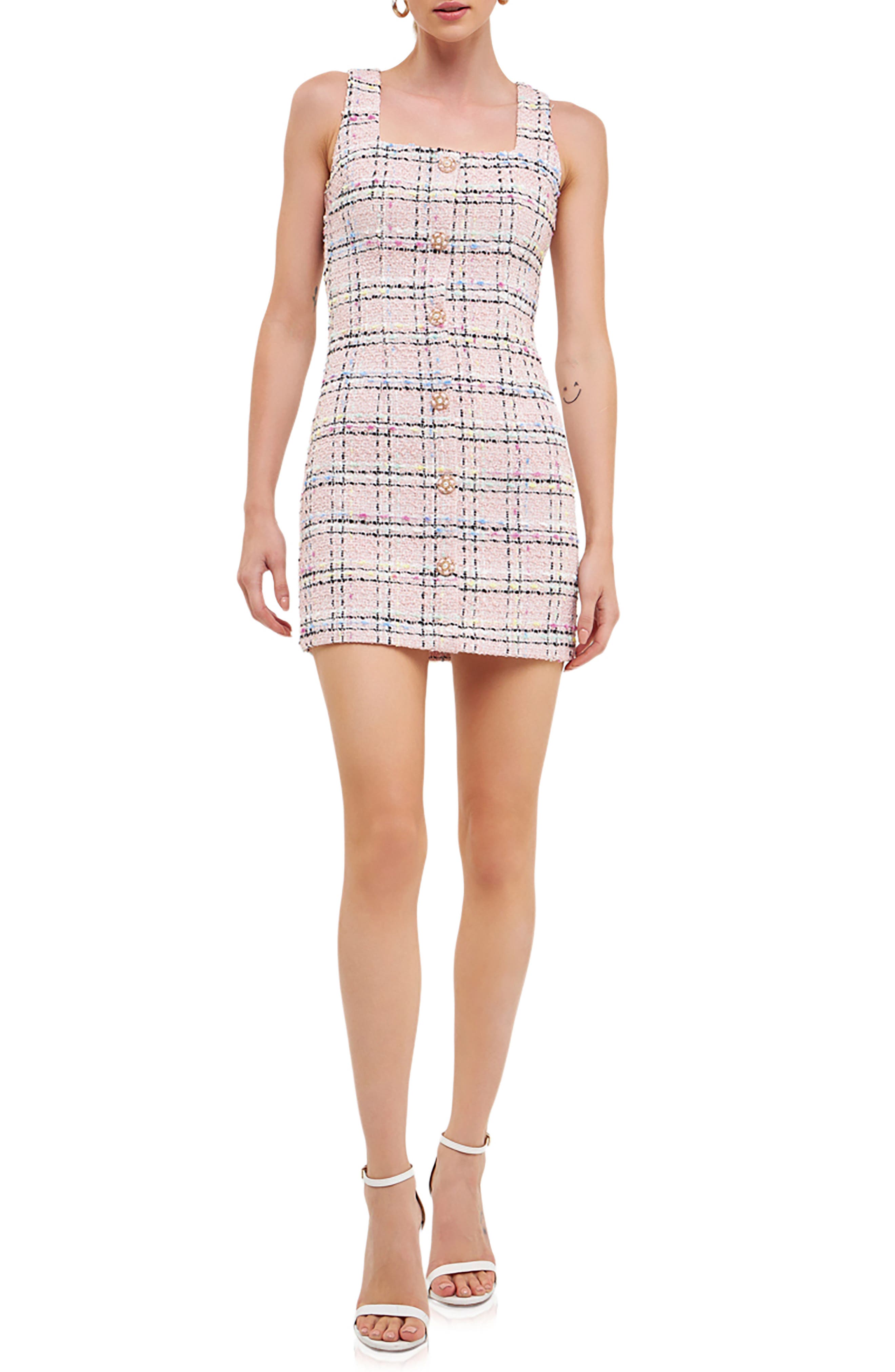 Square Neck Tweed Dress