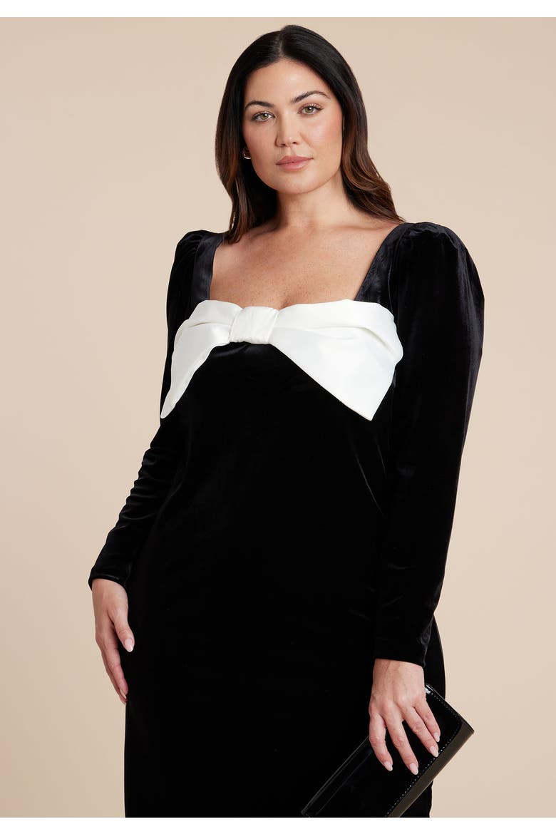Velvet Maxi Dress With Bow, Alternate, color, BLACK ONYX