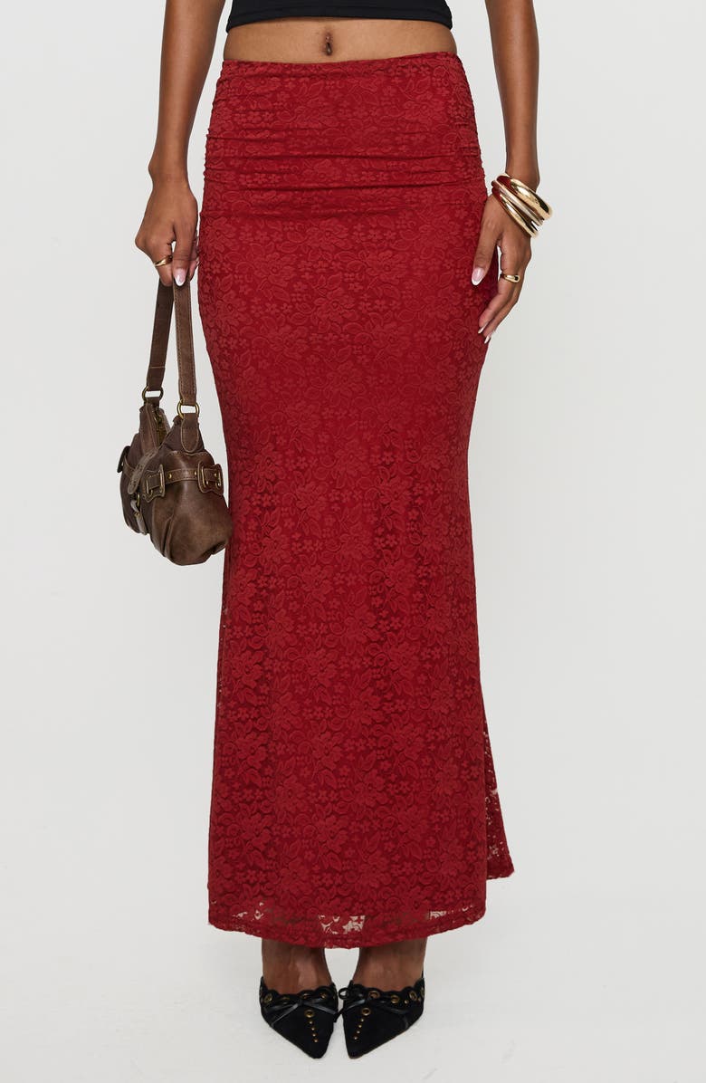 Princess Polly Silene Lace Maxi Skirt, Main, color, Red