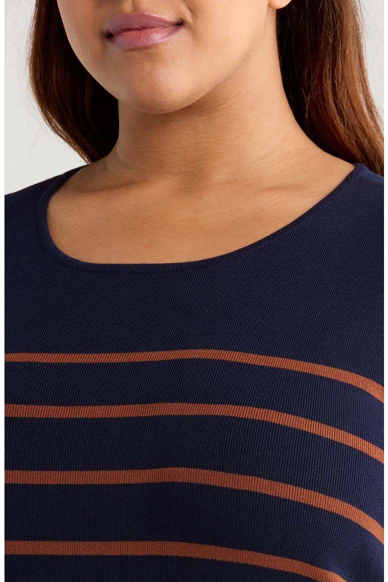 Stripe Short Sleeve Sweater, Alternate, color, NAVY TAWNY