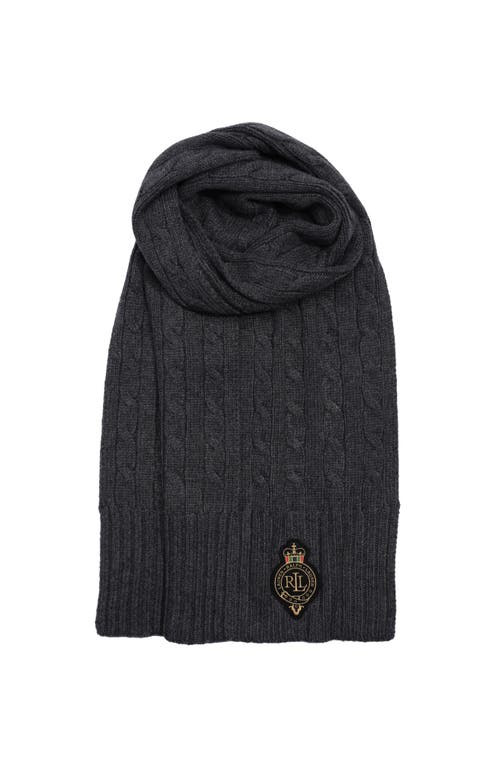 Lauren Ralplh Lauren Cable Crest Patch Scarf In Black