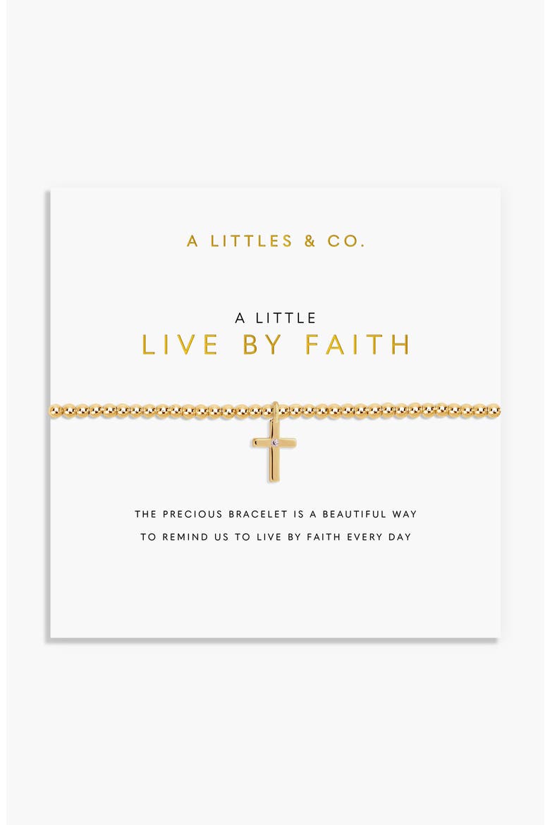 A Little 'Live By Faith' Bracelet in Gold-Tone Plating, Main, color, Metallic Gold