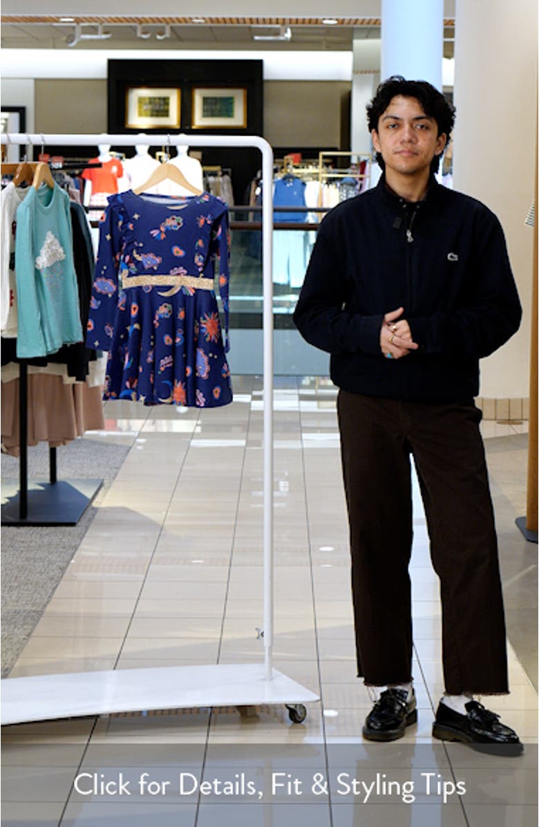 Kids' Cora Celestial Print Long Sleeve Cotton Jersey Dress, sales video thumbnail