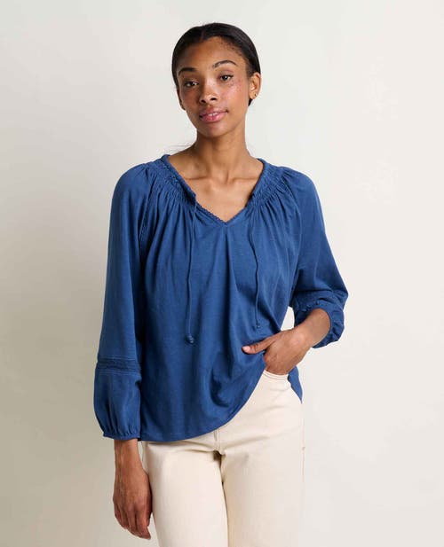 Toad And Co Primo Long Sleeve Peasant Top In Blue