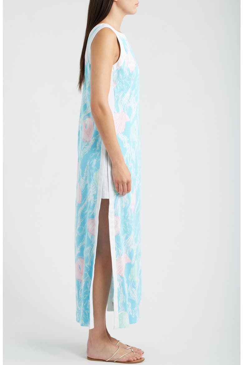 Eleanora Print Sleeveless Maxi Dress, Alternate, color, CAPRI BLUE OVERSIZED SHELDEN
