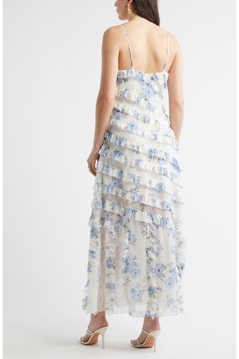 Ruffle & Lace Sleeveless Maxi Dress, Alternate, color, BLUE FLORAL