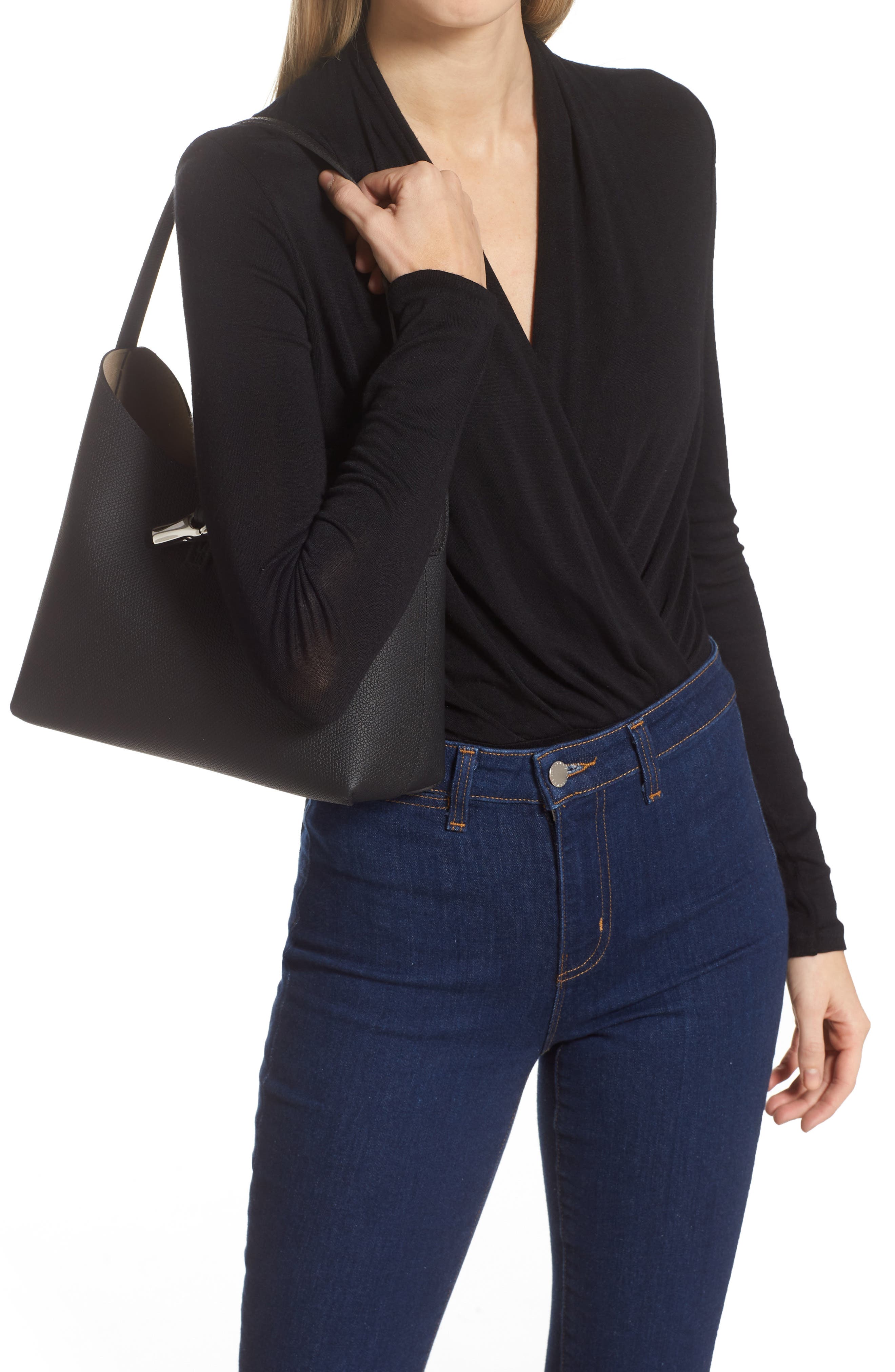 Longchamp Roseau Essential Leather Hobo, Alternate, color, 