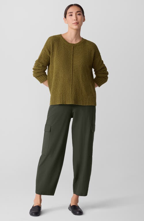 Eileen Fisher Crewneck Organic Cotton & Wool Blend Sweater In Green