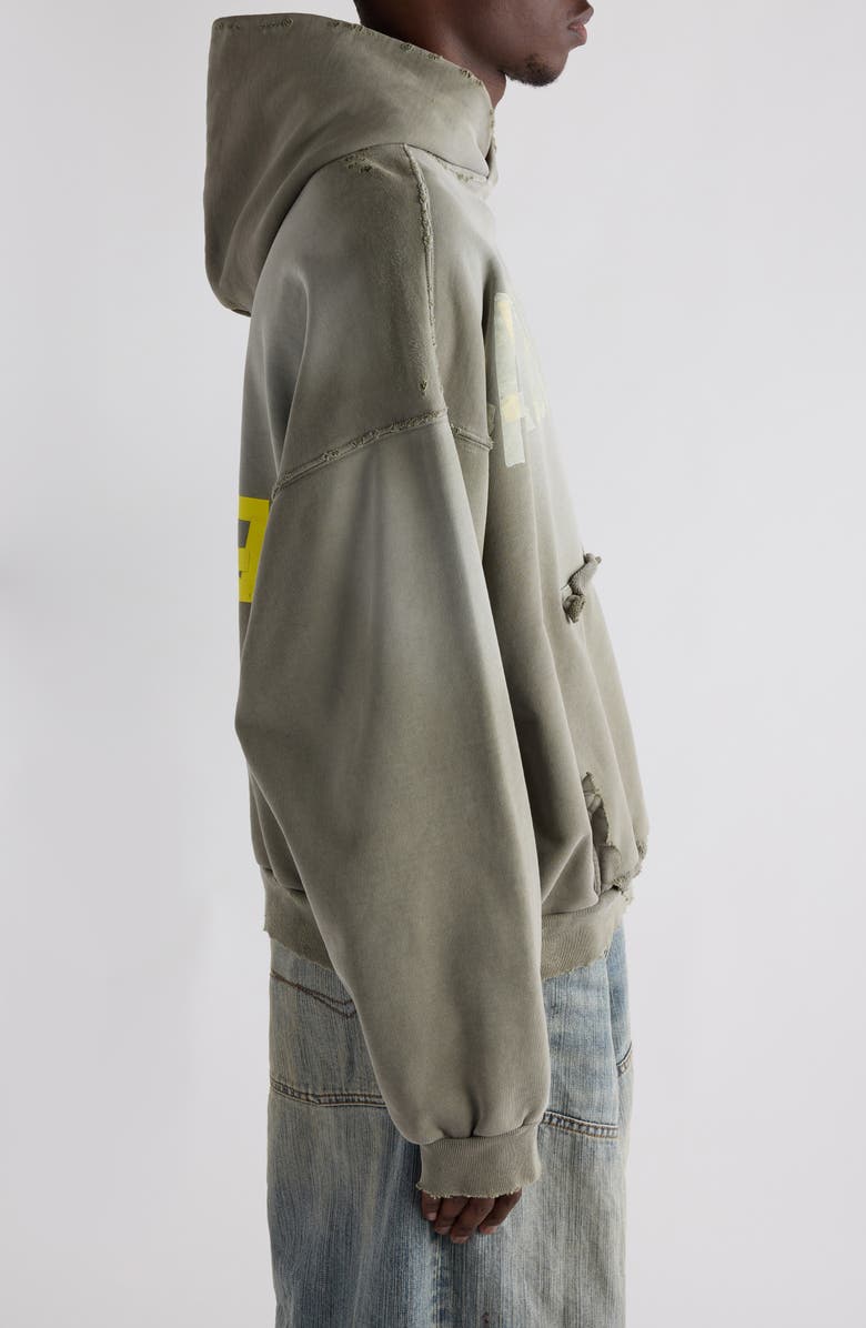 Balenciaga Tape Type Ripped Pocket Large Fit Fleece Hoodie, Alternate, color,